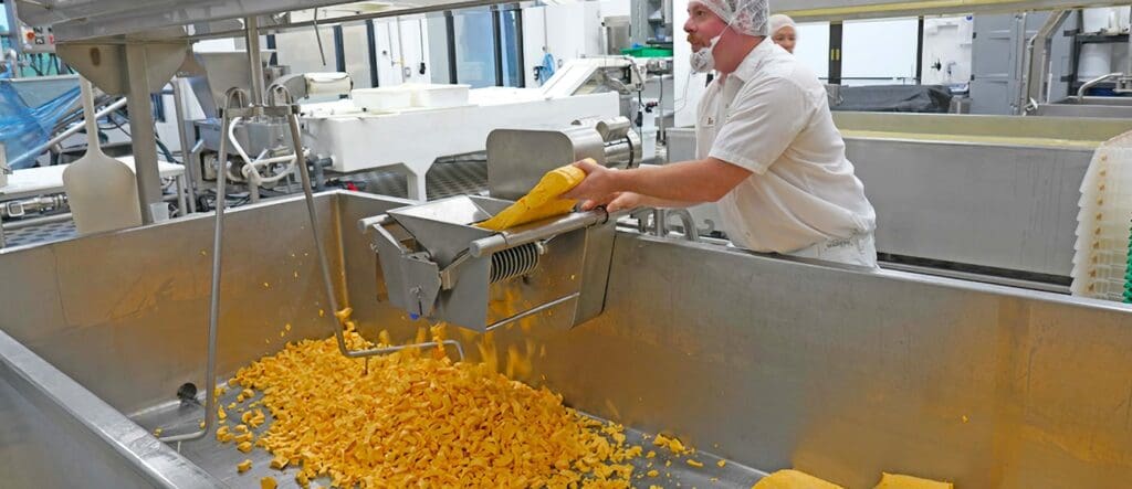 Using a Curd Mill to cut cheese curds